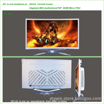 Ultra thin all in one barebone pc 32inch curved screen without CPU